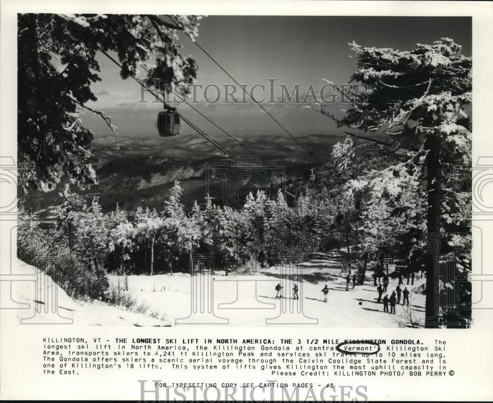 Press Photo Vermont's Killington Gondola, longest ski lift in North America - Historic Images