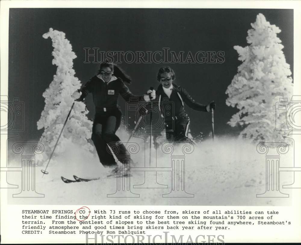 Press Photo Skiers on the slopes at Steamboat Springs, Colorado - saa62490- Historic Images