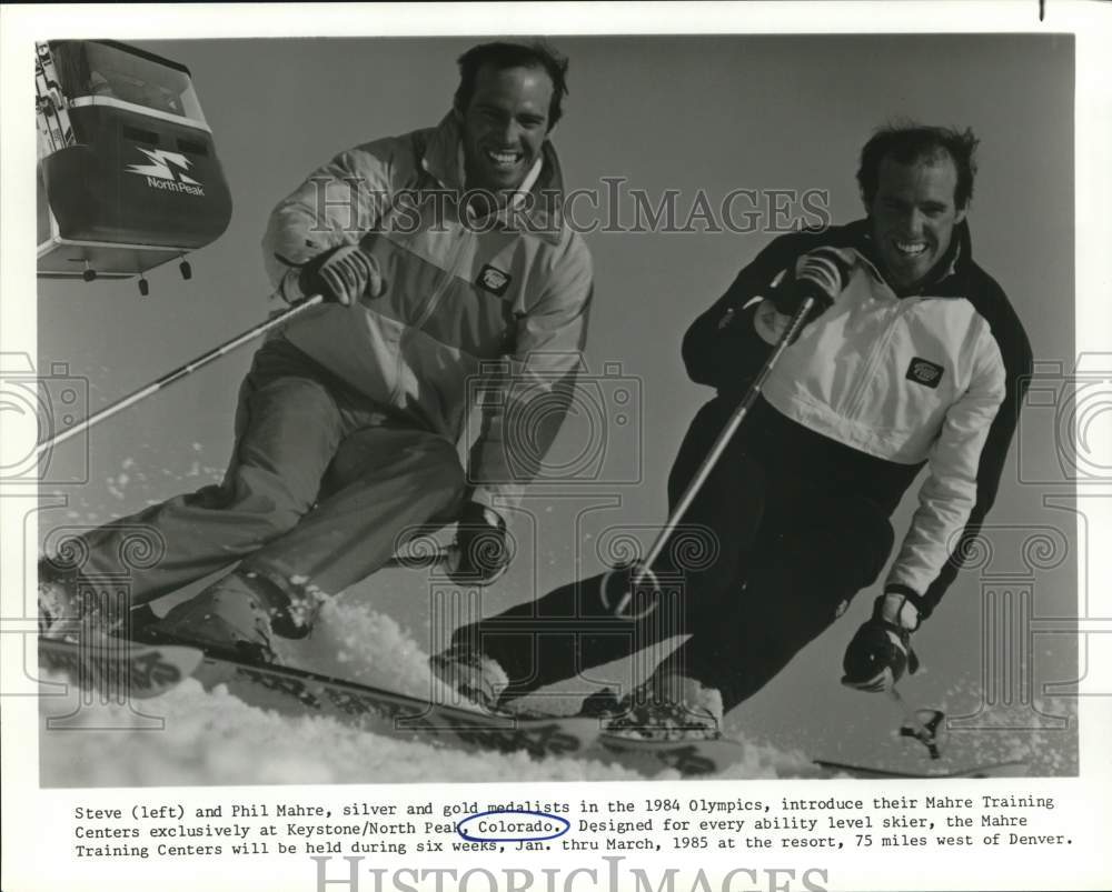 Press Photo Olympic skiers Steve and Phil Mahre at Mahre Training Center, CO- Historic Images