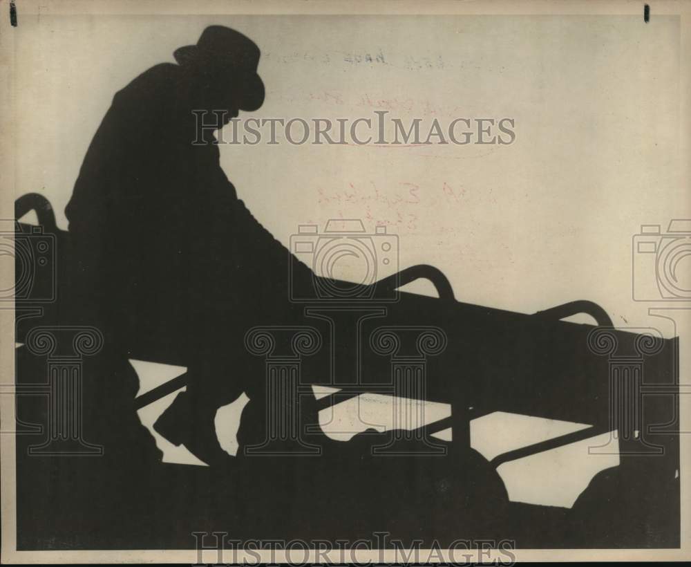 1978 Press Photo Man Watches Cows Enter Gate At San Antonio Stock Show & Rodeo - Historic Images