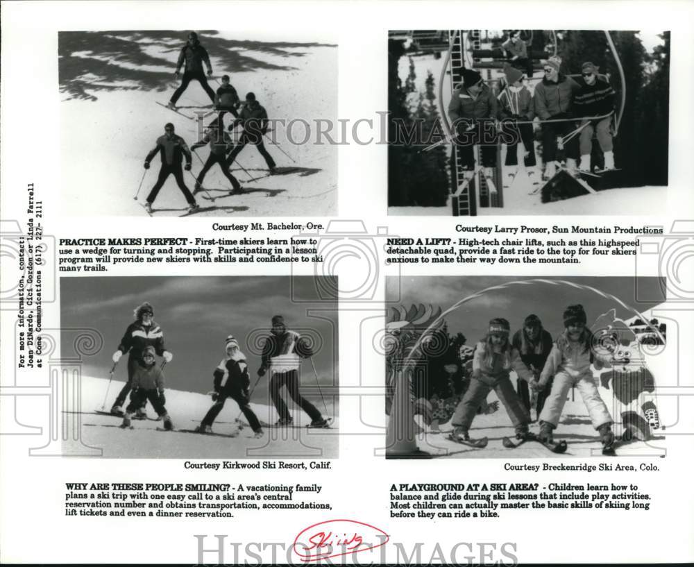 Press Photo Families skiing at various locations in California &amp; Colorado - Historic Images