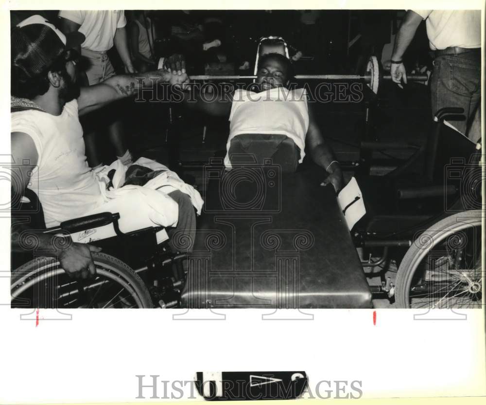 Press Photo Weightlifters at National Veterans Wheelchair Games Competition - Historic Images