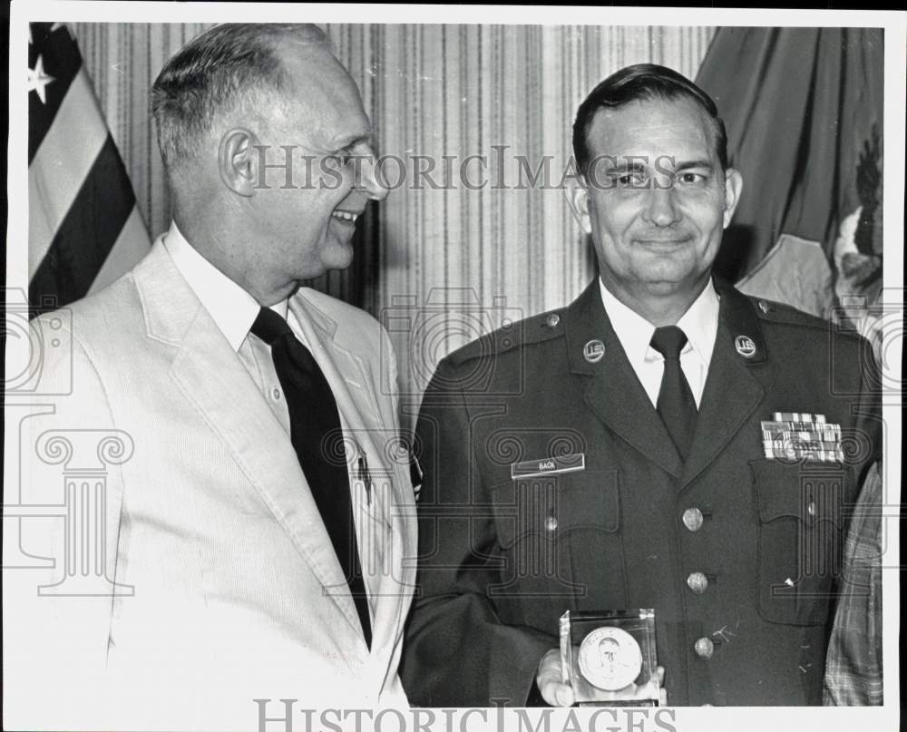 Press Photo Air Force Secretary with Sergeant Back at Award Ceremony - saa95834 - Historic Images