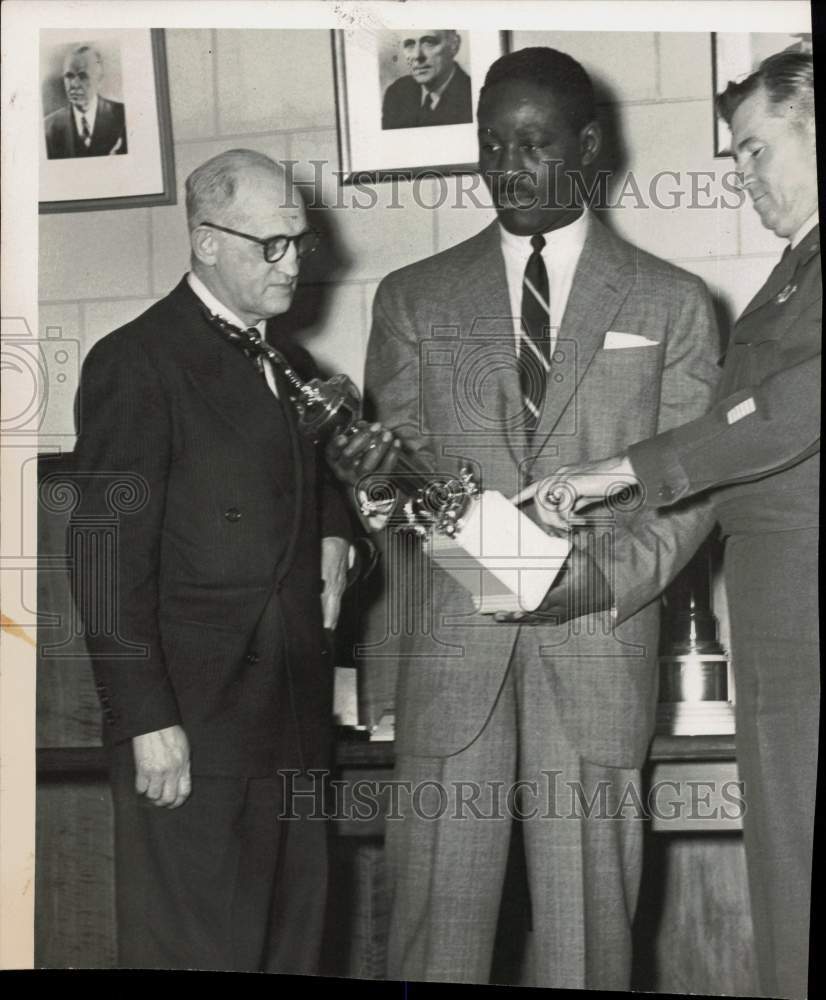 1951 Press Photo Ezzard Charles presented Trophy at Event - sab11080 - Historic Images