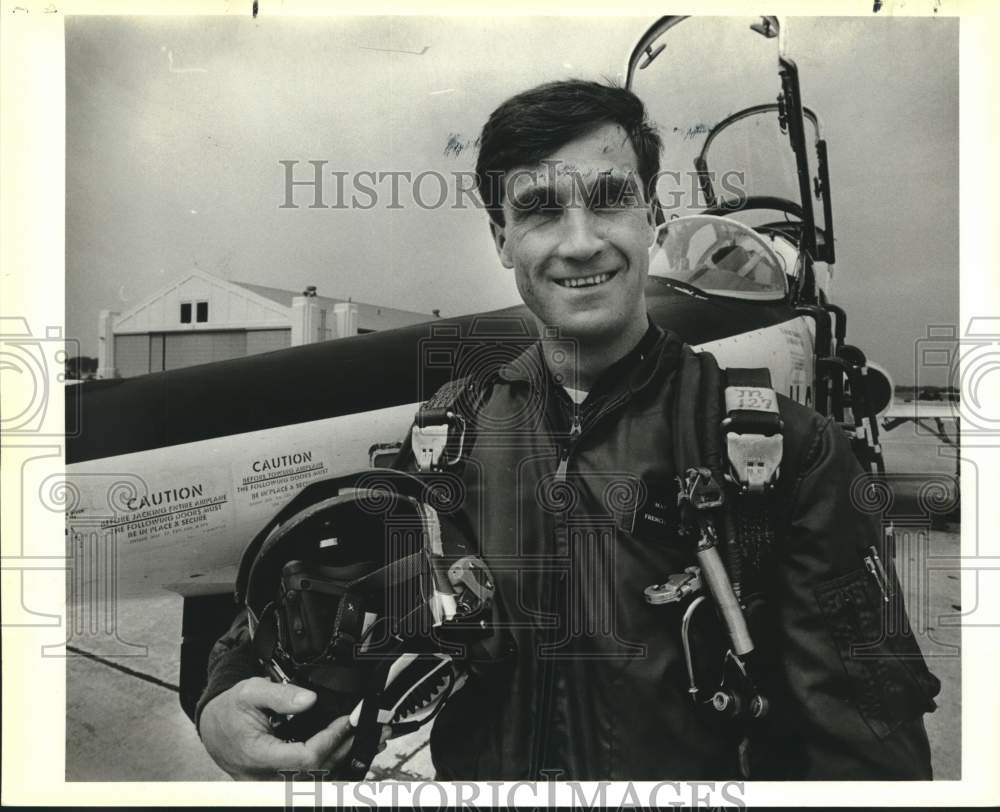 1987 Philippe Courty With T-38 Aircraft, Is French Air Force Pilot-Historic Images