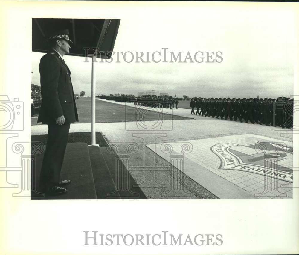 1984 General Charles A. Gabriel reviews graduation parade, Texas-Historic Images