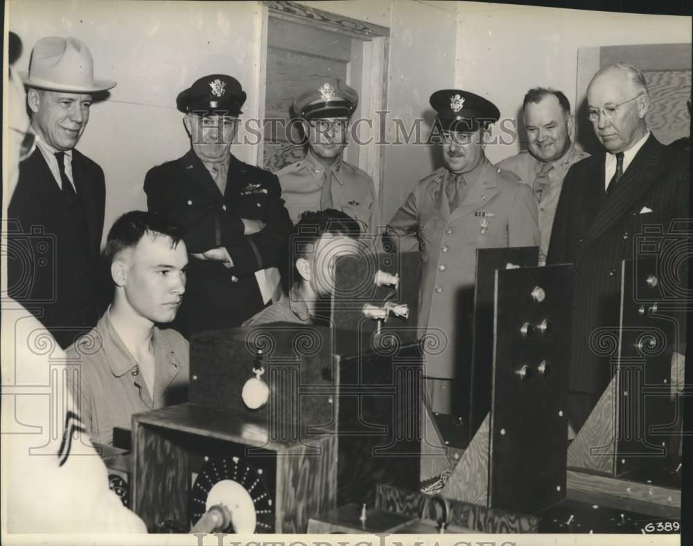 Congressional &amp; military officials watch cadets at Aviation Center-Historic Images