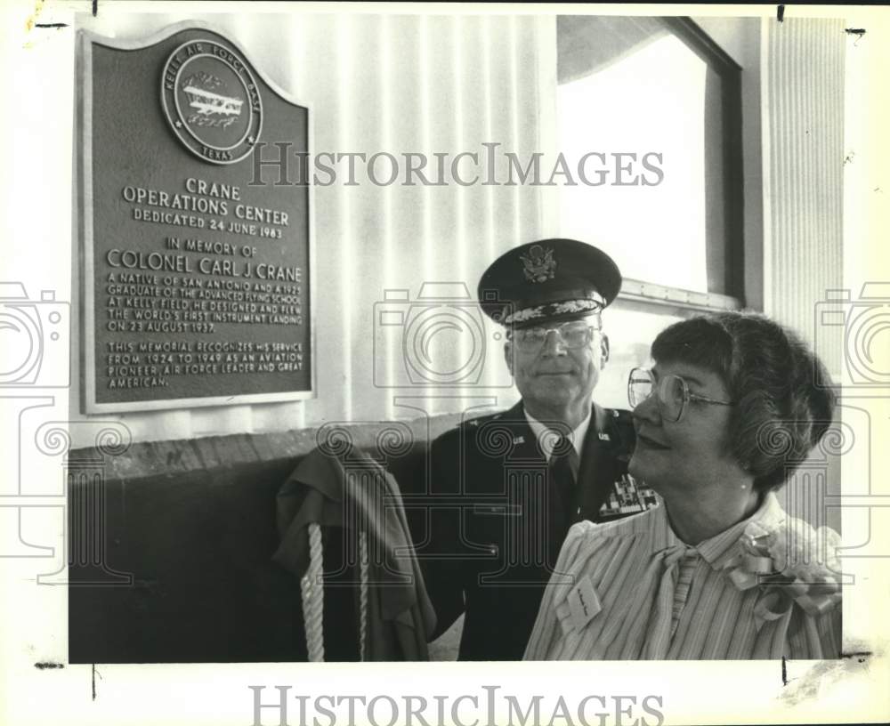1983 Carl J. Crane memorial plaque unveiled at Lackland, Texas-Historic Images