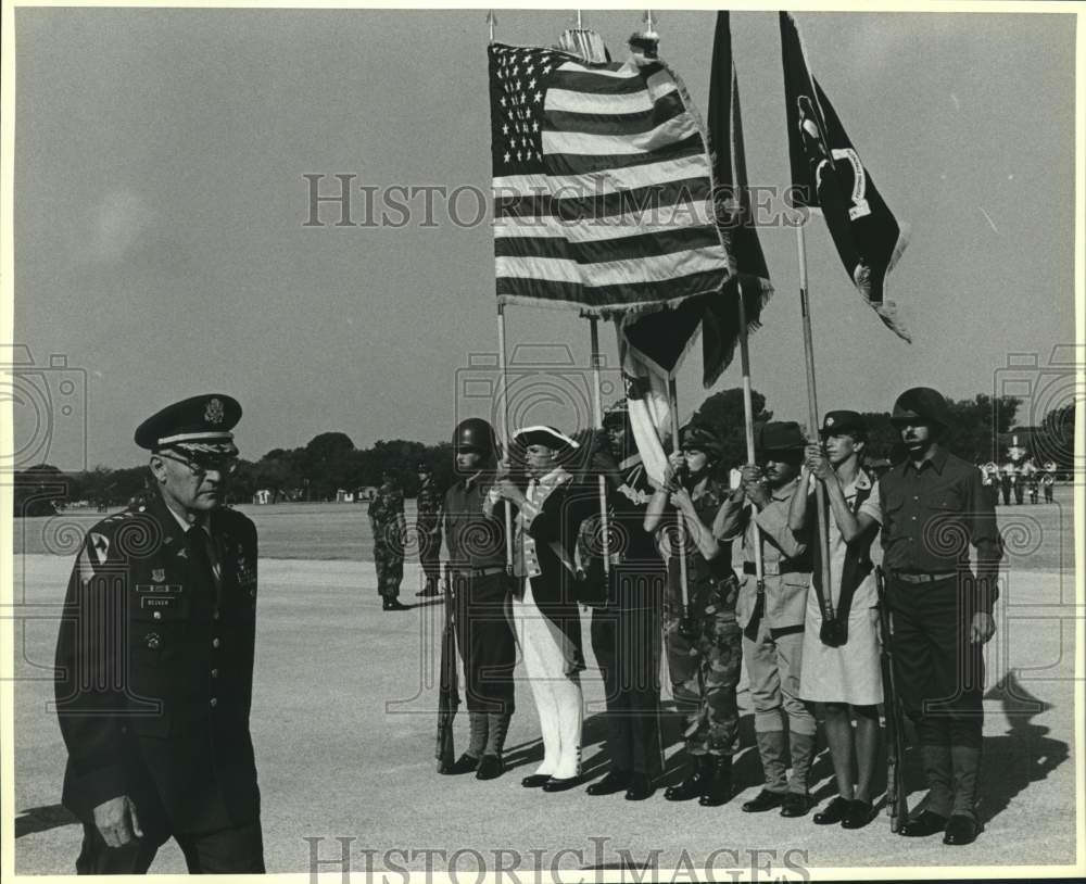 1986 Lieutenant General Quinn H. Becker and Color Guard,  Texas-Historic Images