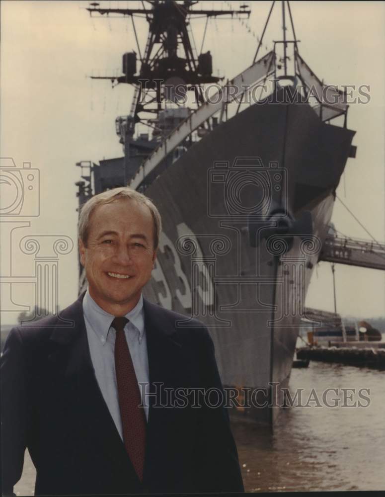 1994 Sectary of the Navy John H. Dalton in front of the USS Barry-Historic Images