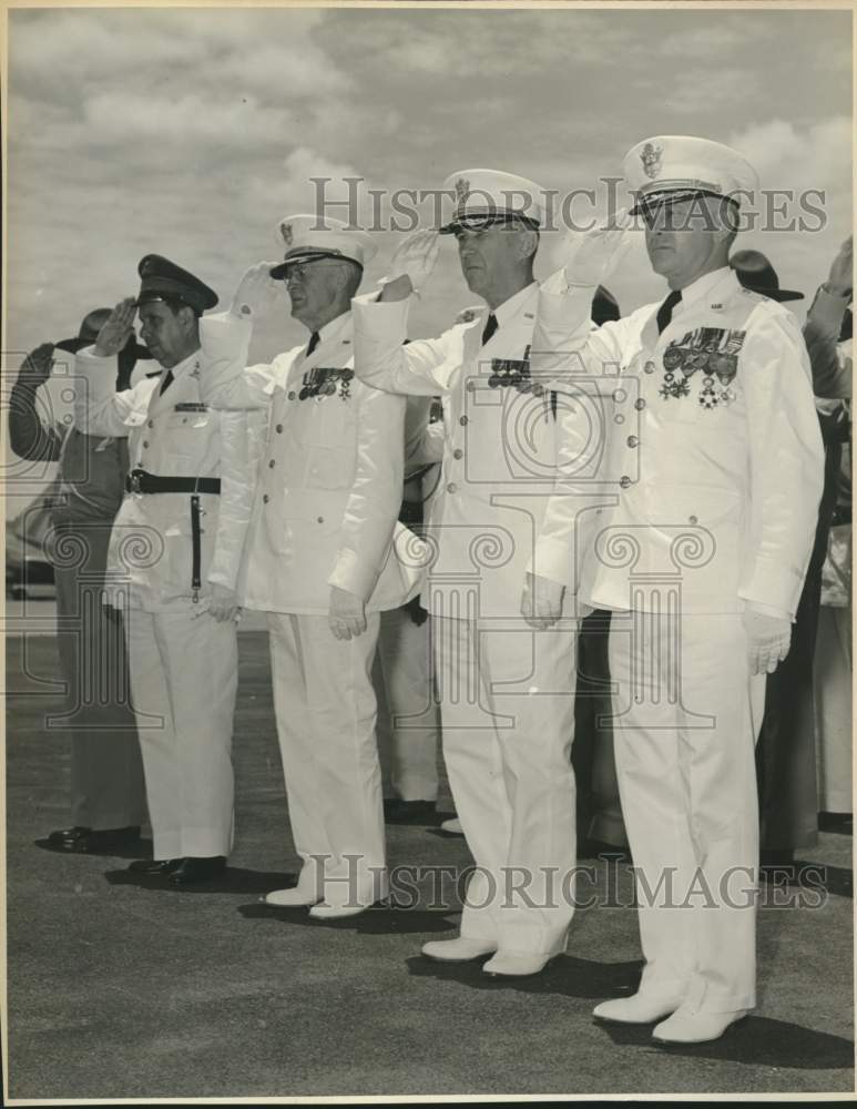 Brig. Gen. J.L. Collins saluting with officers-Historic Images