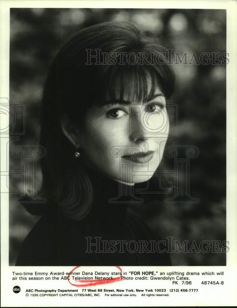 1996 Press Photo Dana Delaney stars in For Hope, on ABC Television. - sap01478- Historic Images