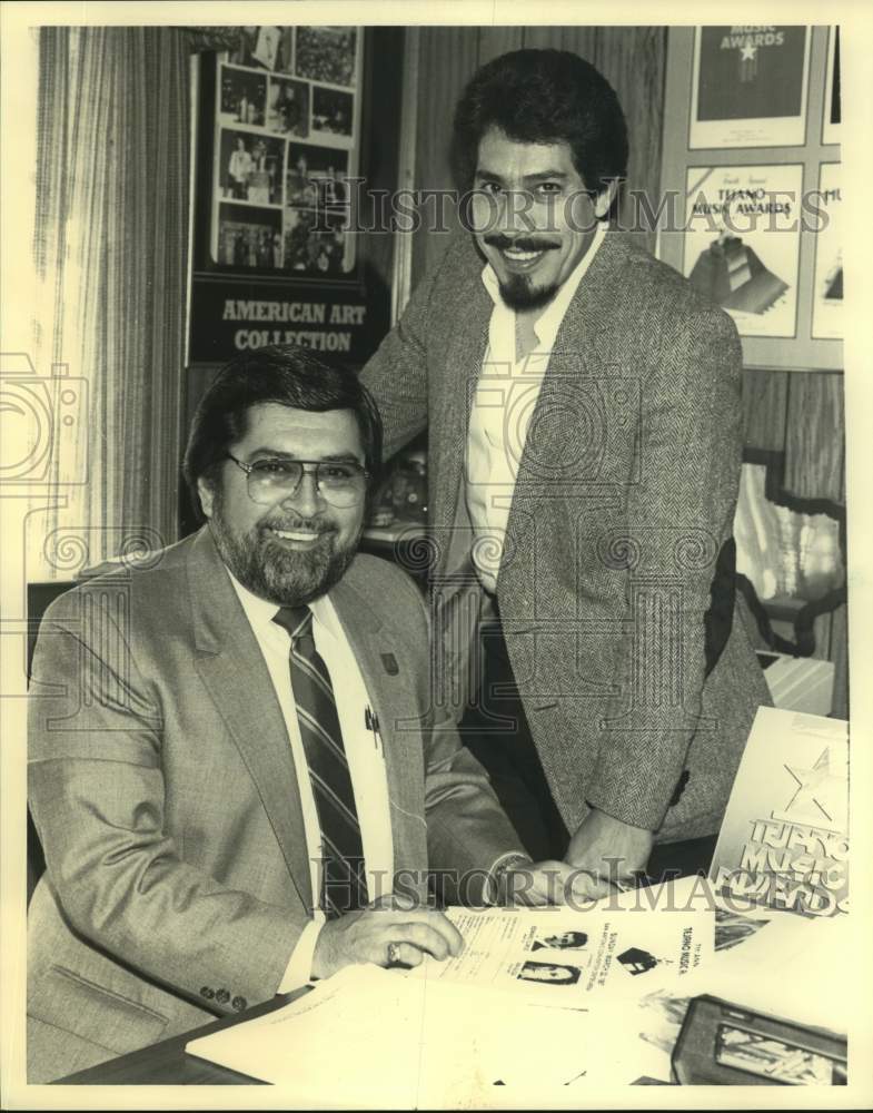 Mike Medrano and Gilbert Escobedo, president of Tejano Music Awards. - Historic Images