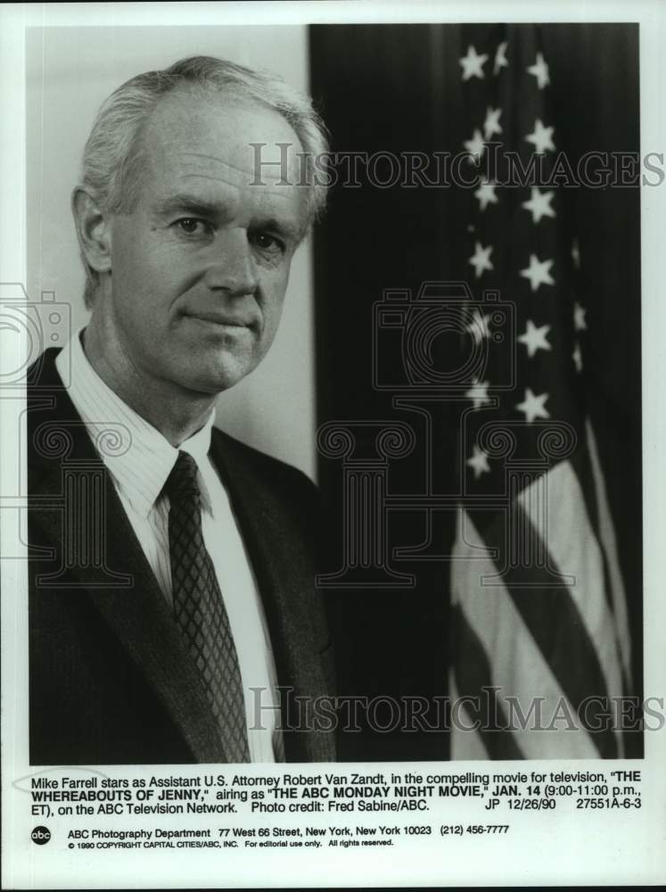 1990 Press Photo Mike Farrell stars in The Whereabouts of Jenny, on ABC.- Historic Images