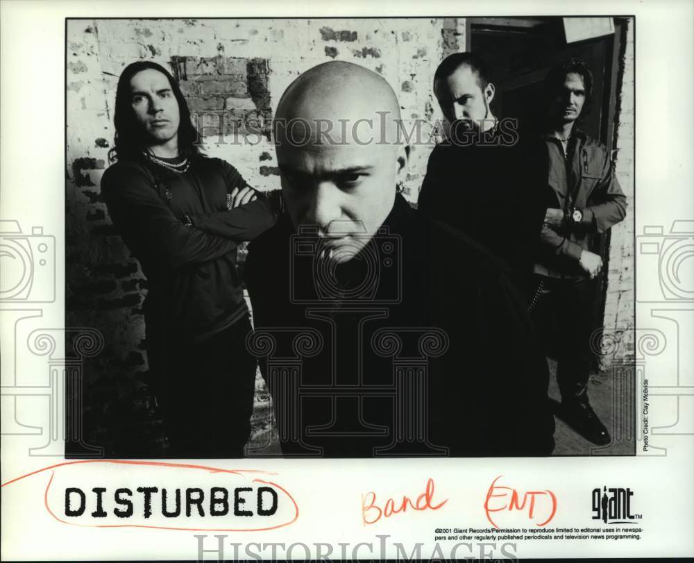 2001 Press Photo Four Members of the rock band Disturbed, Entertainers- Historic Images