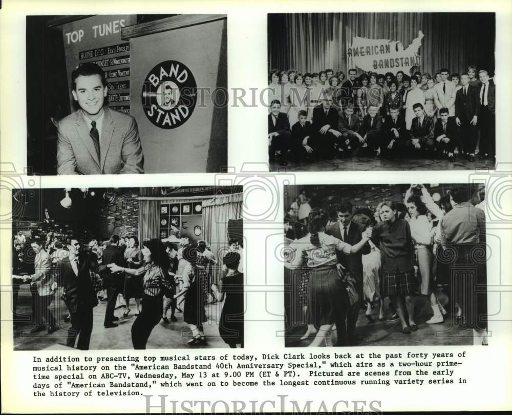 Press Photo Dick Clark on American Bandstand with Musical Groups - Historic Images