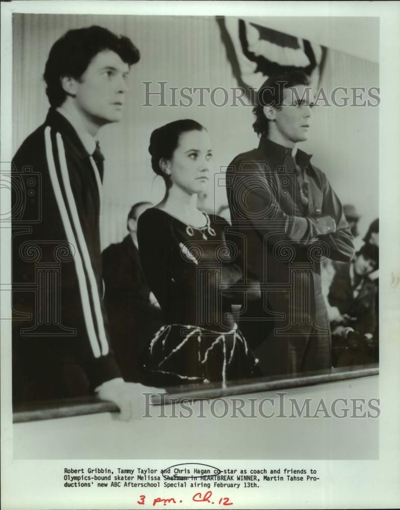 Press Photo Actors Robert Gribbin, Tammy Taylor and Chris Hagan co-star on ABC - Historic Images