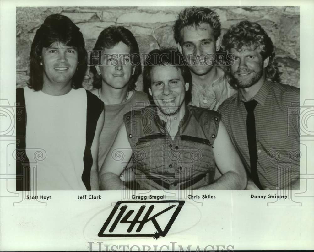 Press Photo Scott Hoyt, Jeff Clark, Gregg Stegall & Chris Skiles of 14K. - Historic Images