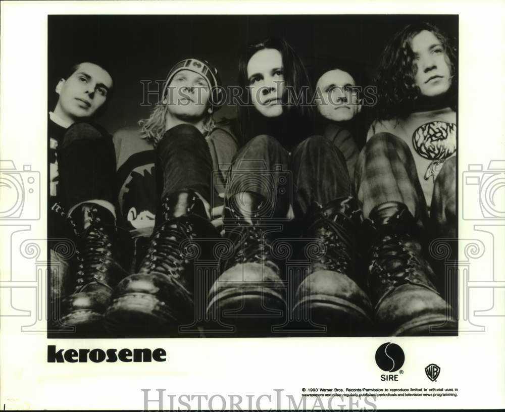 1993 Press Photo Five Members of the band Kerosene in closeup portrait- Historic Images