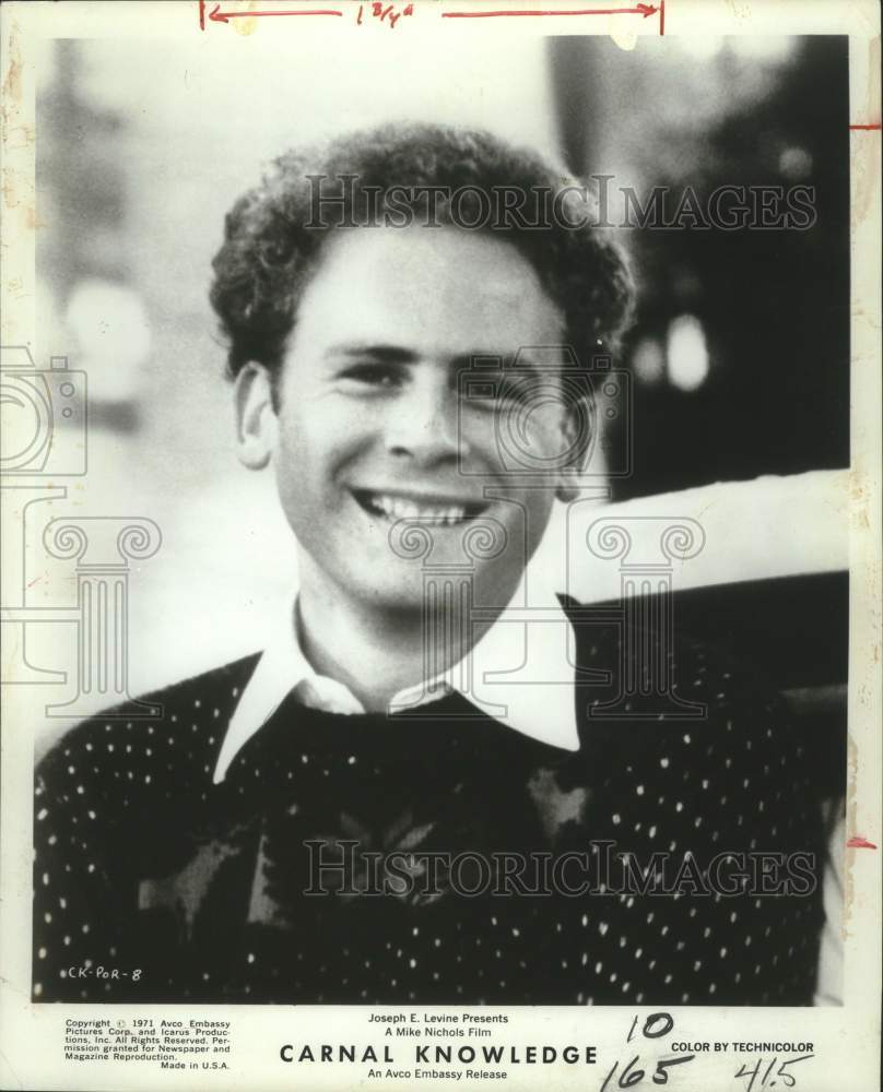 1971 Press Photo Actor Arthur Garfunkel in "Carnal Knowledge" movie - Historic Images