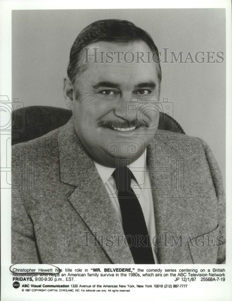 1987 Press Photo Actor Christopher Hewett has title role in &quot;Mr. Belvedere&quot;- Historic Images