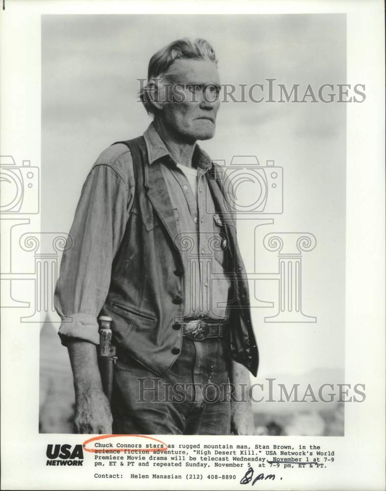 Actor Chuck Connors as Stan Brown in &quot;High Desert Kill&quot; on USA TV - Historic Images