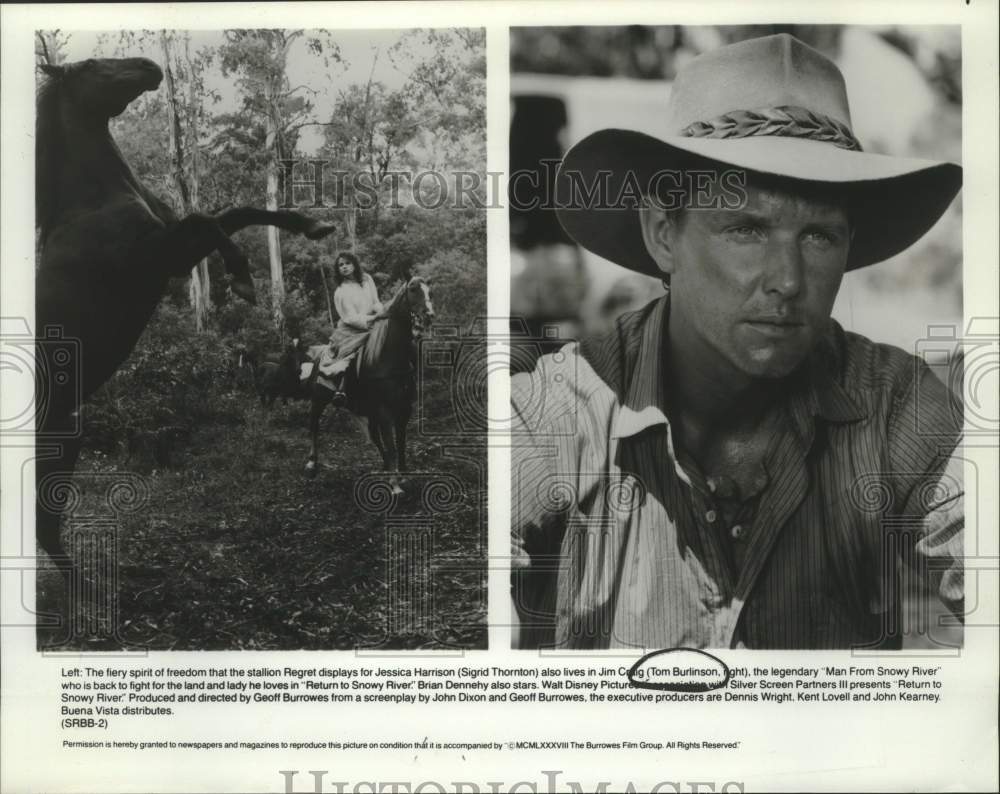 1978 Press Photo Actors Sigrid Thornton, Tom Burlinson in Return to Snowy River- Historic Images