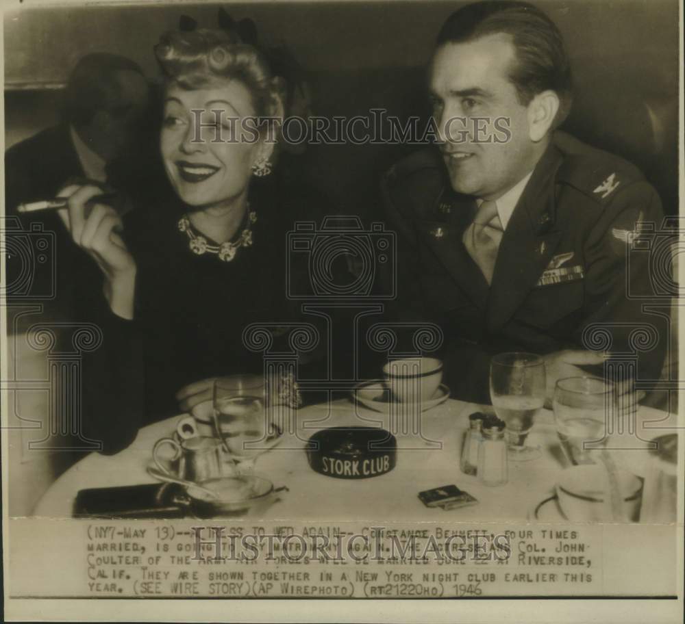 1946 Press Photo Actress Constance Bennett and Colonel John Coulter of Army - Historic Images