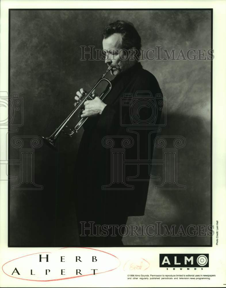 1996 Press Photo Herb Alpert, Musician with Trumpet in Portrait - sap08671- Historic Images