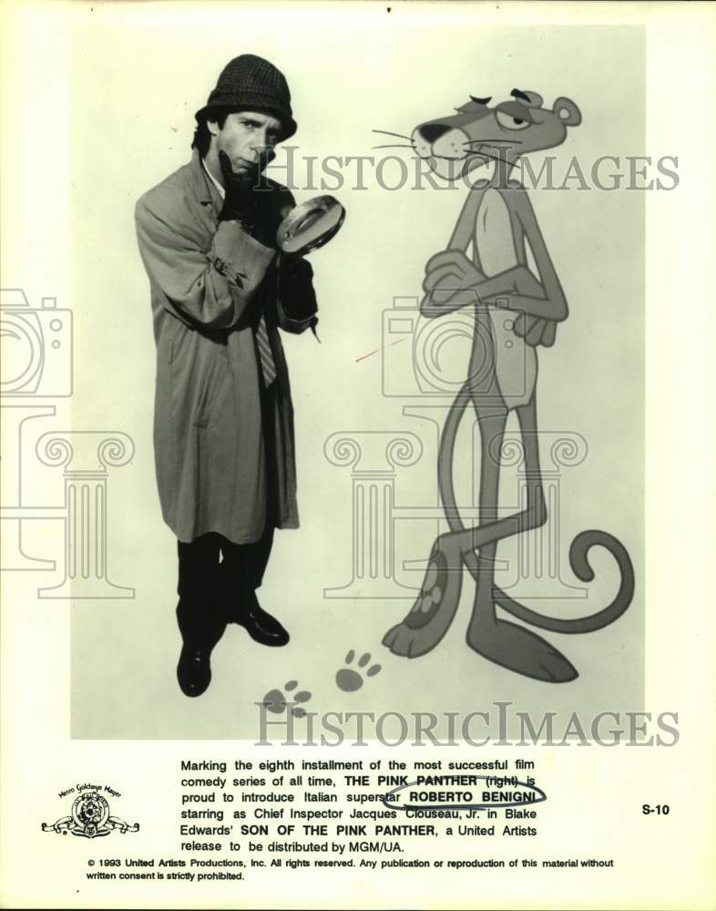1993 Press Photo Italian Actor Roberto Benigni in "Son of the Pink Panther"- Historic Images