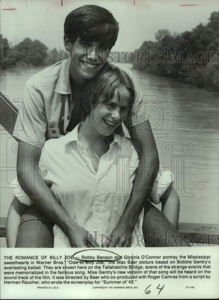 Press Photo Actors Robby Benson and Glynnis O'Connor in "Ode to Billy Joe" movie - Historic Images