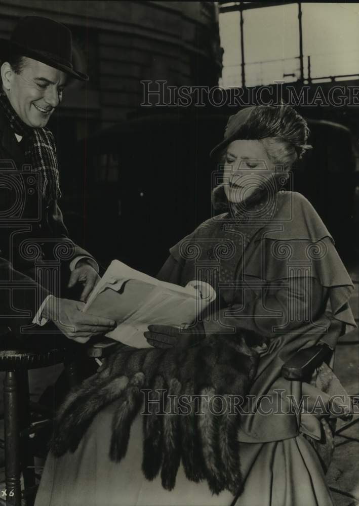 Press Photo Actors Ethel Barrymore, Maurice Evans in Broadway "Kind Lady" play - Historic Images