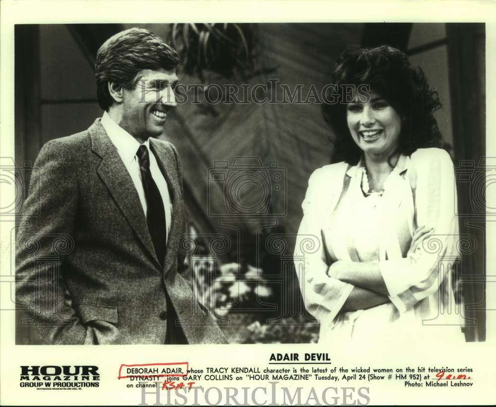 Press Photo Actress Deborah Adair and Gary Collins on Hour Magazine. - Historic Images