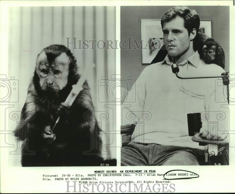1988 Press Photo Jason Beghe stars in Monkey Shines: An Experiment in Fear.- Historic Images