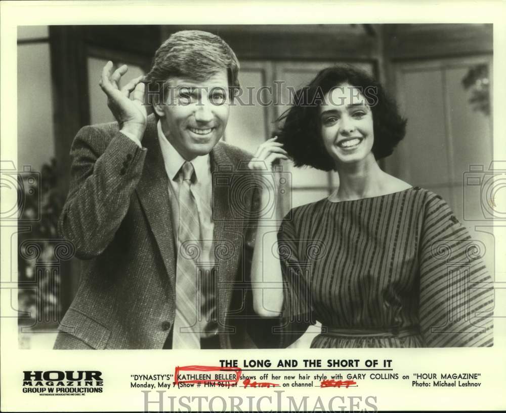 Press Photo Kathleen Beller and Gary Collins on Hour Magazine. - Historic Images