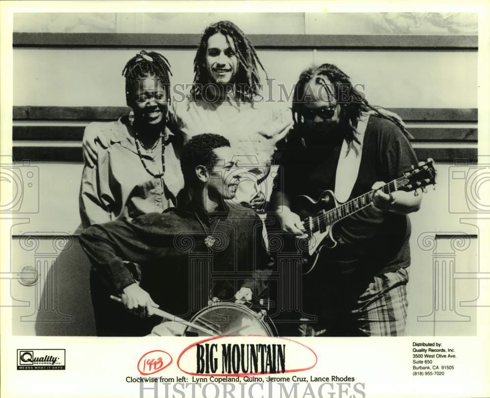1993 Press Photo Four Members of the band Big Mountain outside in portrait- Historic Images