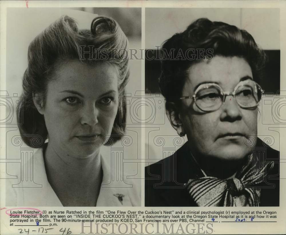 Press Photo Actors Louise Fletcher and Oregon State Clinical Psychologist on PBS - Historic Images