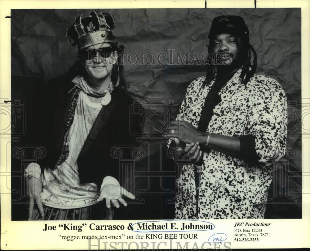 1992 Press Photo Joe "King Carrasco & Michael E. Johnson, Reggae Musical Artists- Historic Images