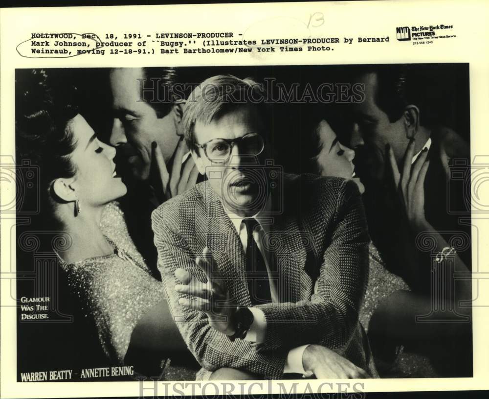 1991 Press Photo Mark Hohnson, producer of &quot;Bugsy&quot; movie in closeup - sap11786- Historic Images