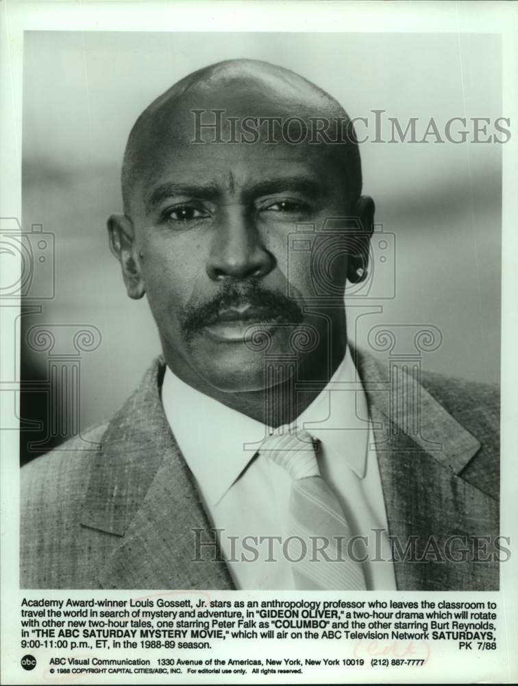 1988 Press Photo Actor Louis Gossett, Jr in "Gideon Oliver" movie closeup- Historic Images