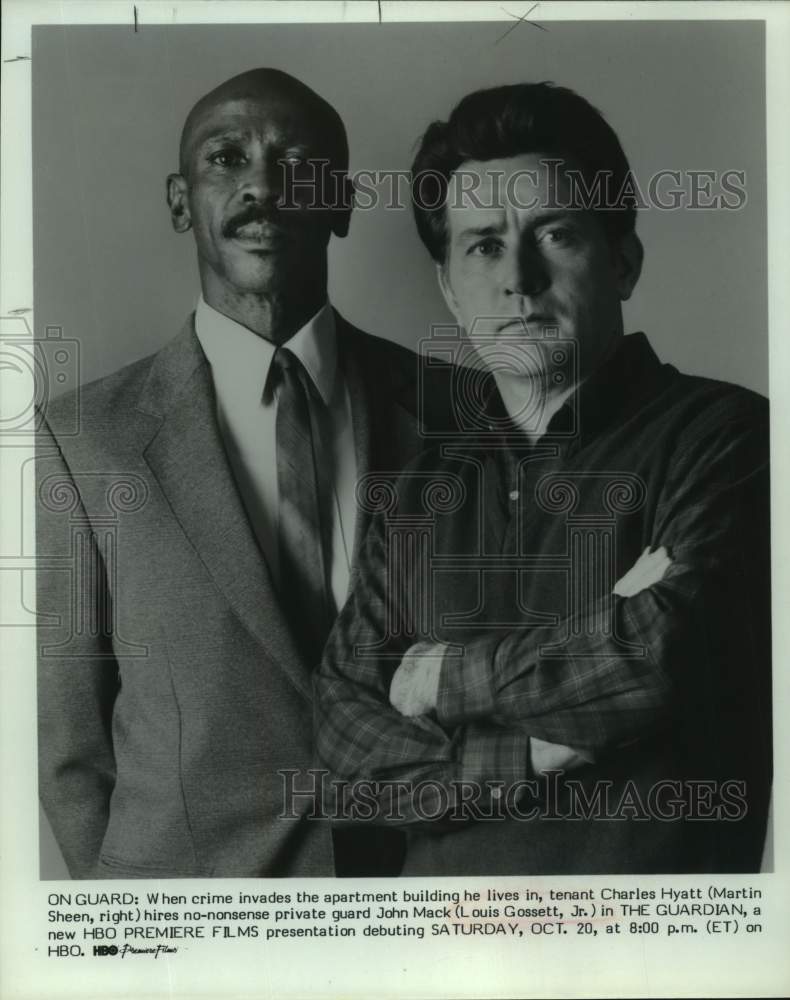 Press Photo Actors Louis Gossett, Jr. and Martin Sheen in &quot;The Guardian&quot; on HBO - Historic Images