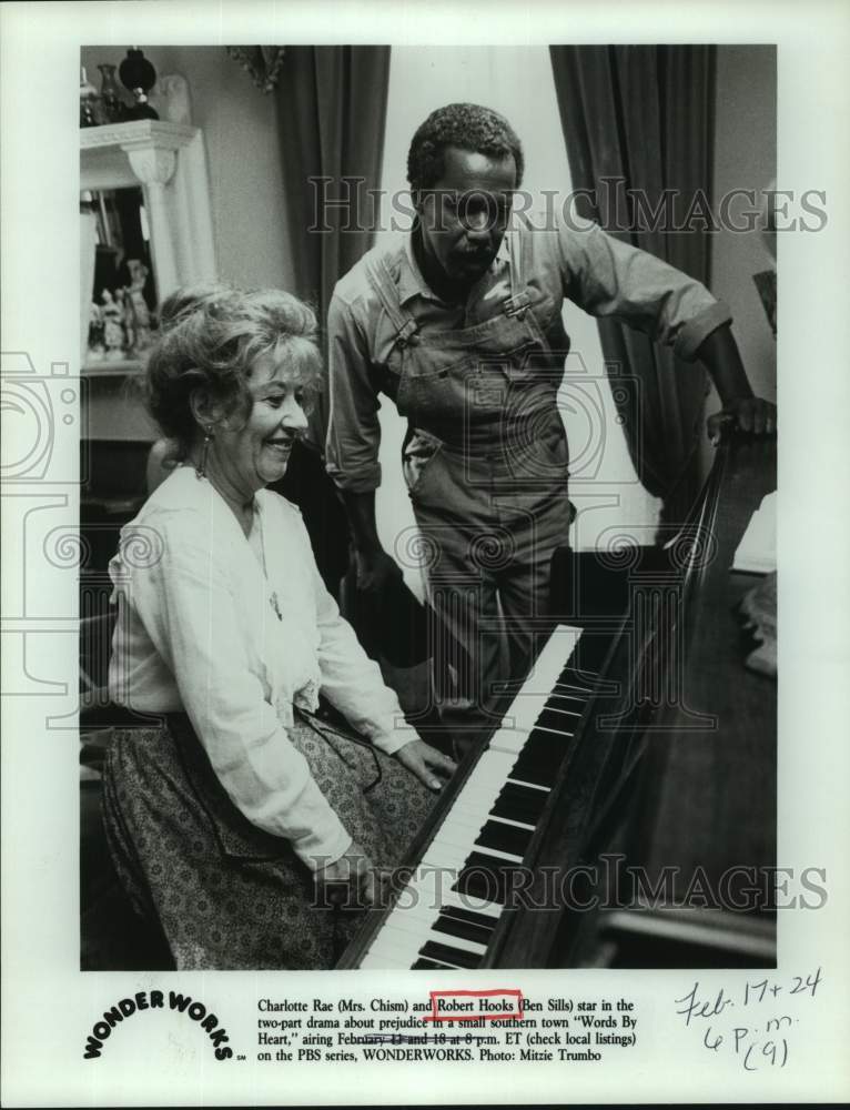 Press Photo Actors Charlotte Rae, Robert Hooks in &quot;Words By Heart&quot; on PBS-TV - Historic Images