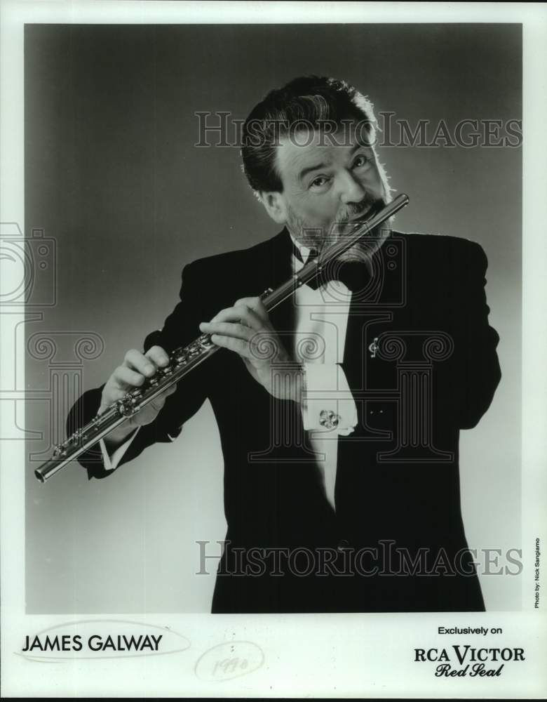 1990 Press Photo James Galway, Irish classical flute player. - sap12668- Historic Images