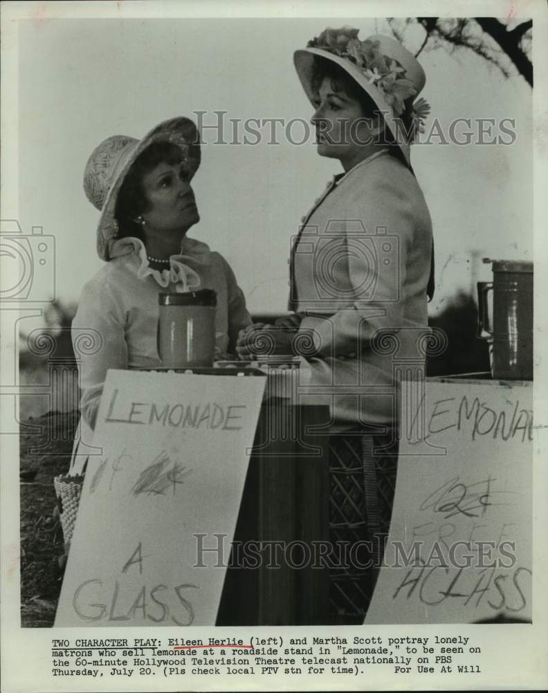 Press Photo Actresses Eileen Herlie, Martha Scott in &quot;Lemonade&quot; on PBS-TV - Historic Images