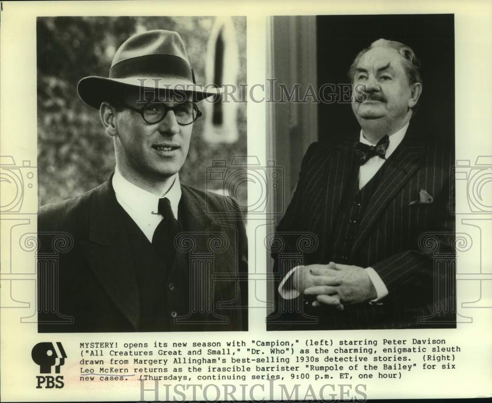 Press Photo Leo McKern in Rumpole of the Bailey and Peter Davison in Campion. - Historic Images