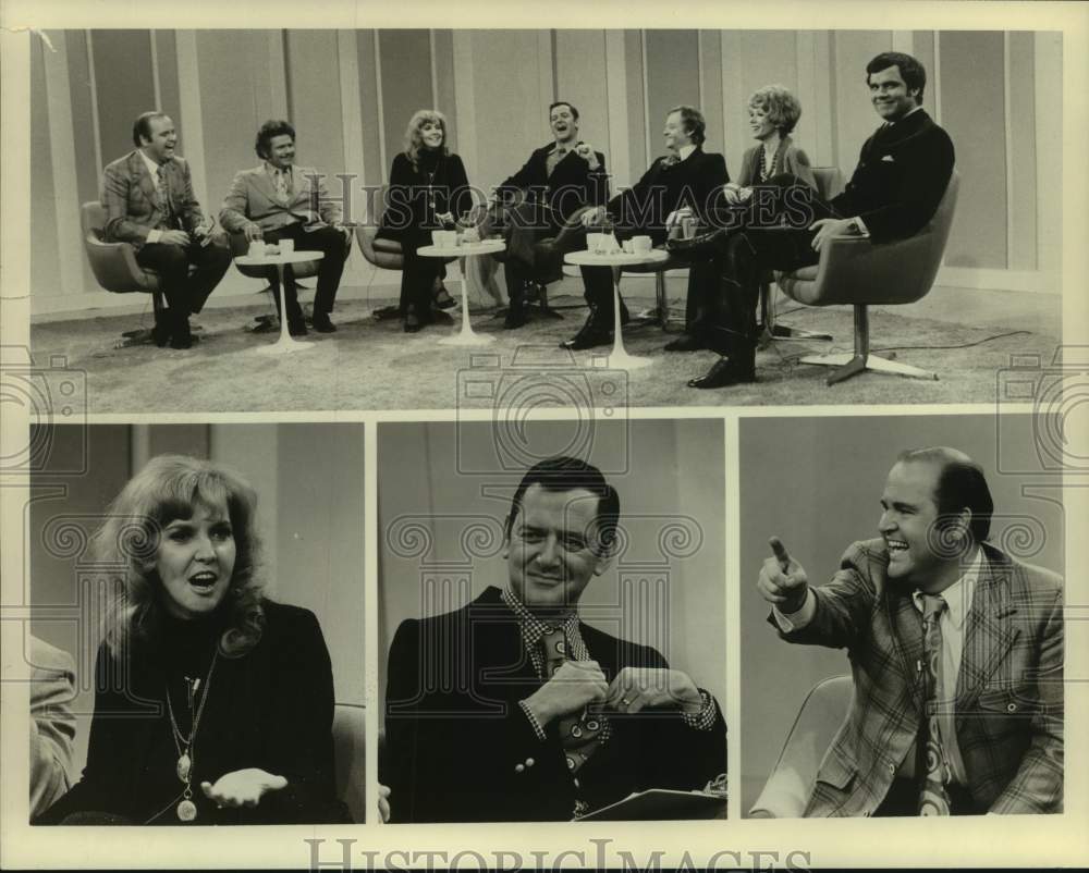 Press Photo Actress Anne Meara and husband, Jerry Stiller, on a game show. - Historic Images