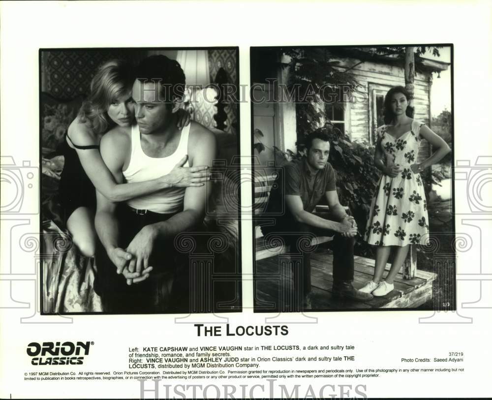 1997 Press Photo Actors Kate Capshaw, Vince Vaughn, Ashley Judd in "The Locusts"- Historic Images