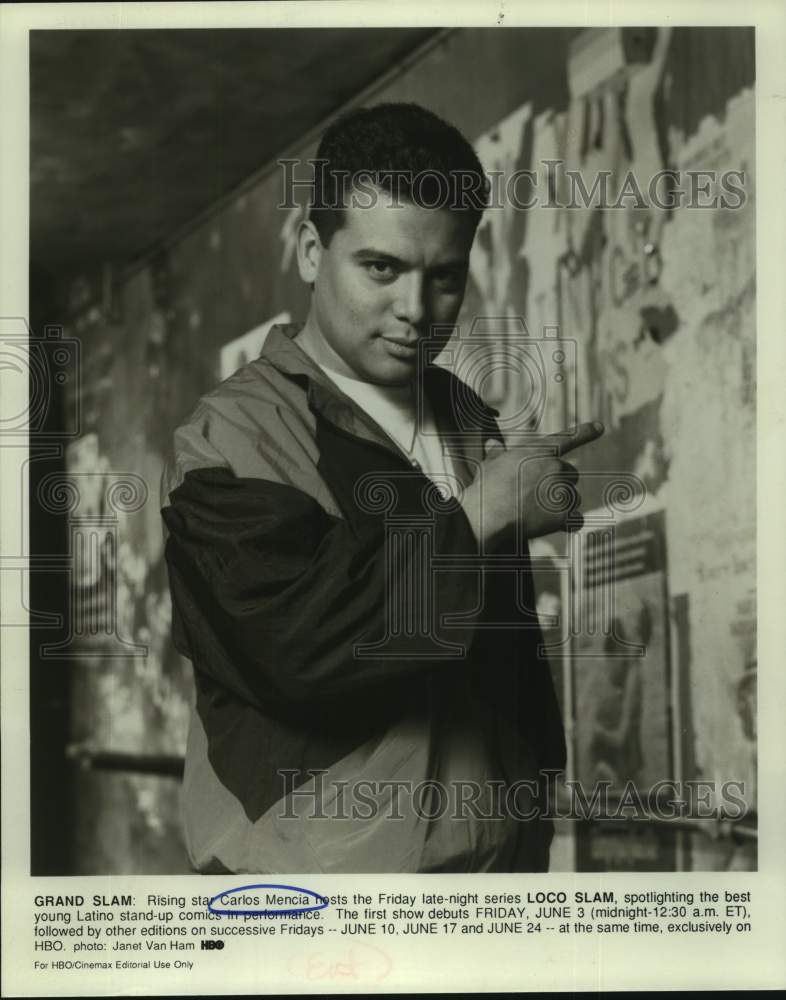 1997 Press Photo Comedian Carlos Mencia in HBO Special - sap14809- Historic Images