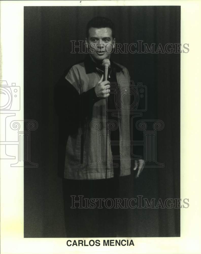 1997 Press Photo Comedian Carlos Mencia performs stand up routine - sap14814- Historic Images