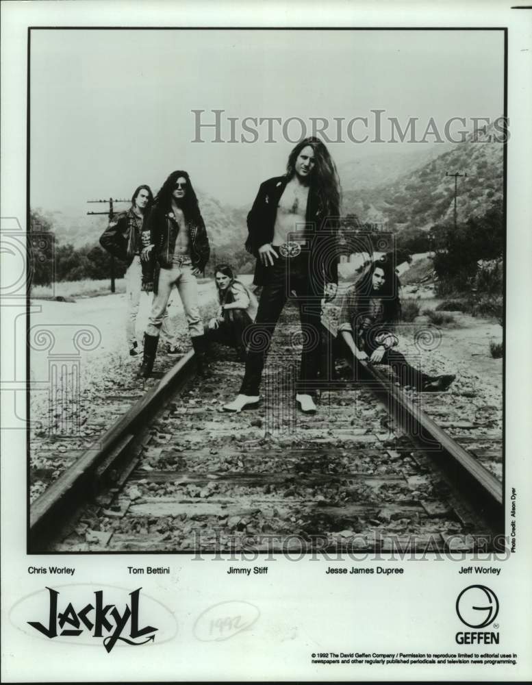 1992 Press Photo Chris Worley, Tom Bettini &amp; Jimmy Stiff of Jackyl. - sap15358- Historic Images